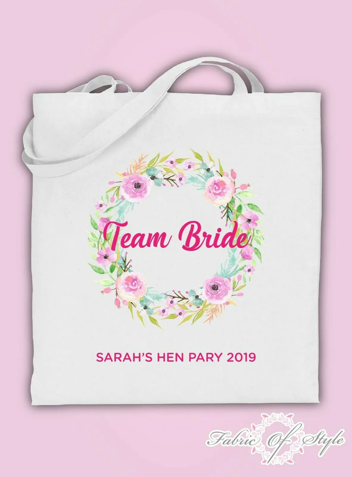 Wreath Personalised Floral Hen Do Party Custom Personalised Ladies Tote Bags