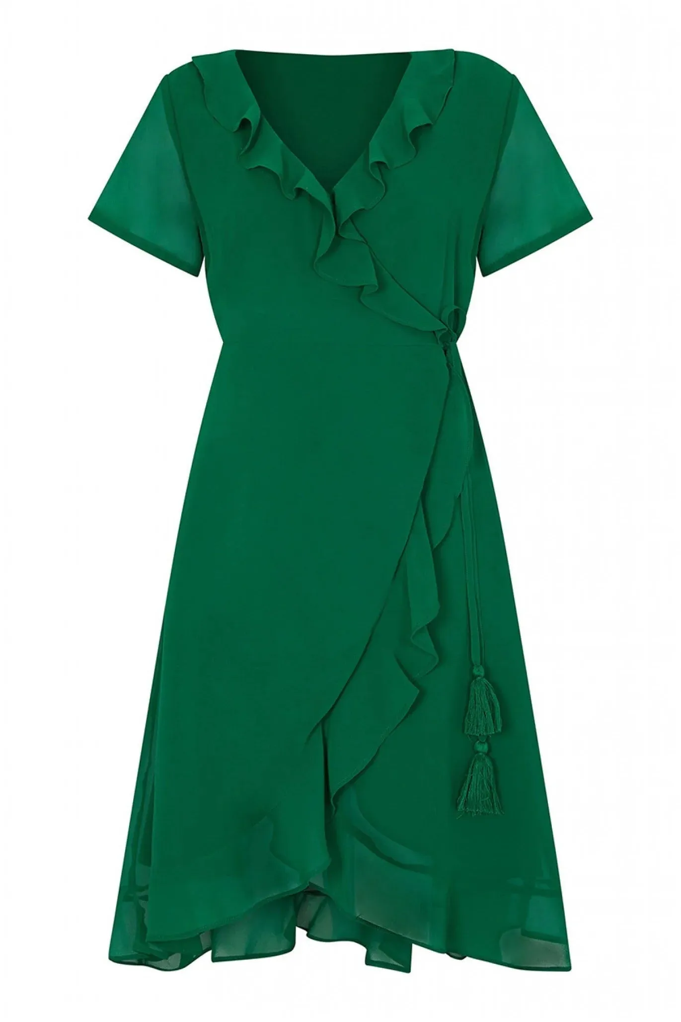 Yumi Green Frill Wrap Dress