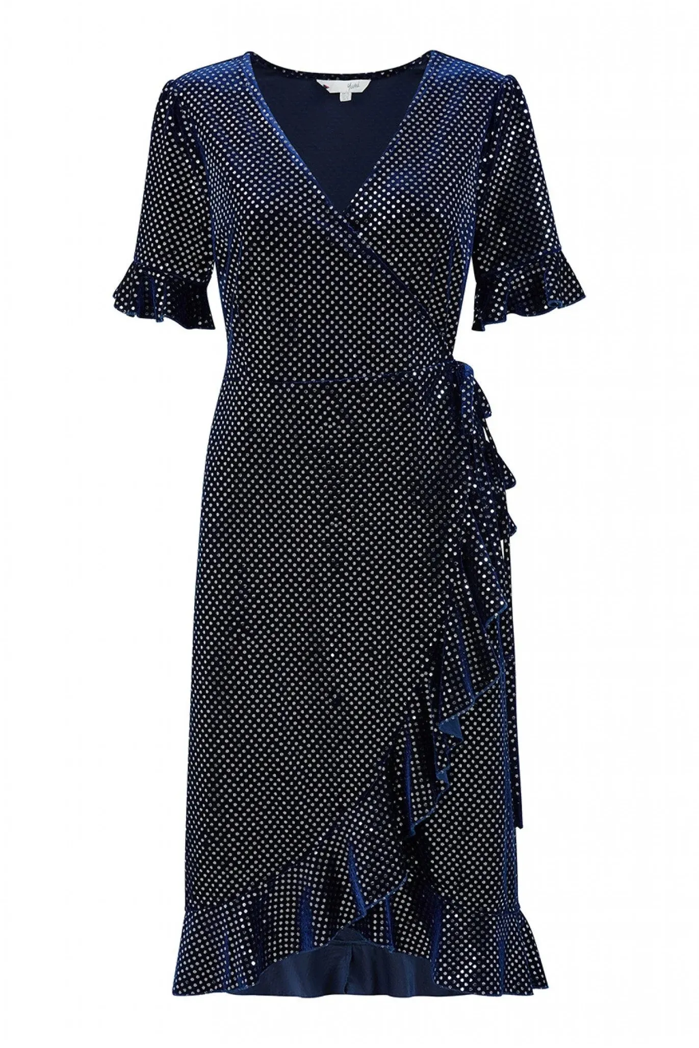 Yumi Navy Diamante Wrap Dress